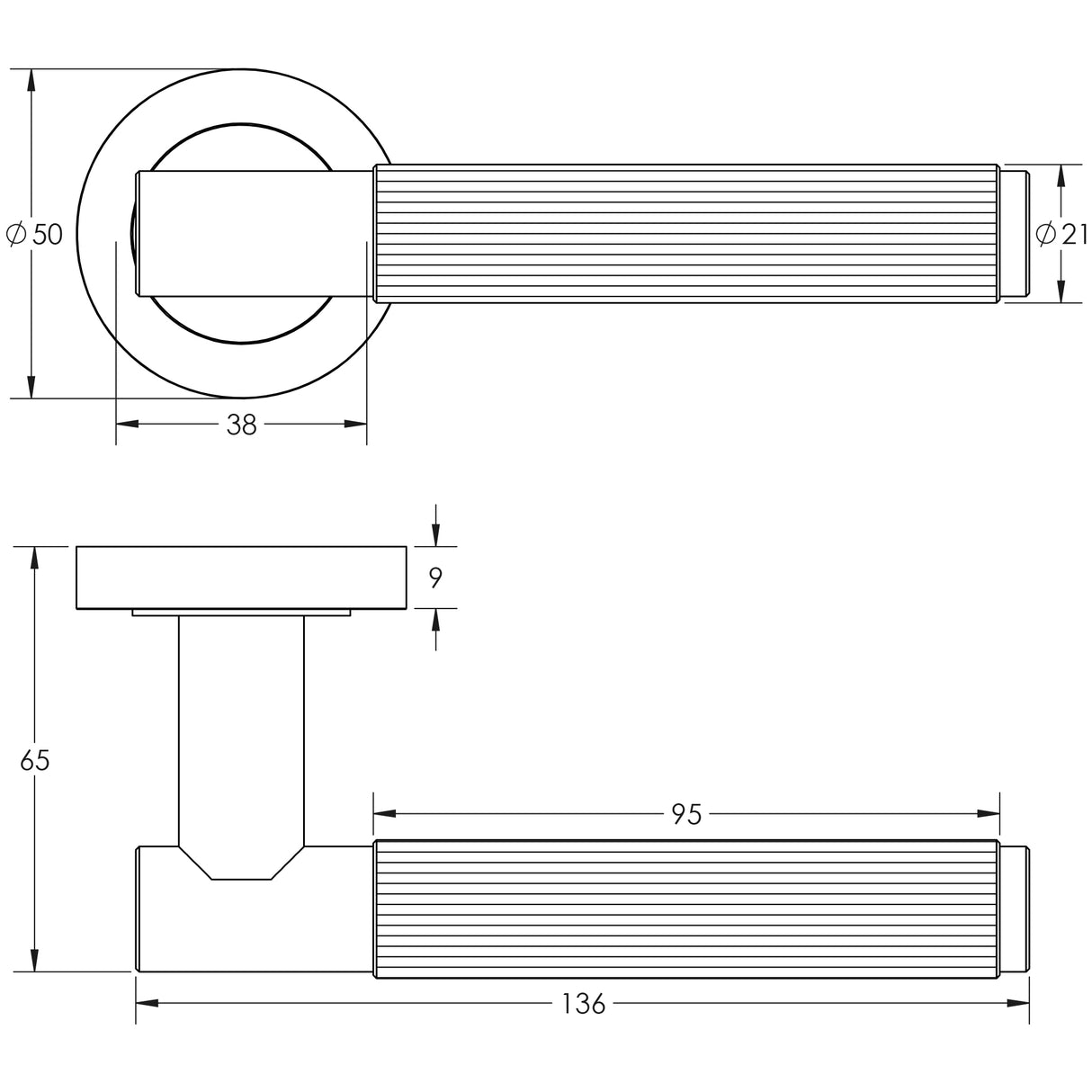 Technical drawing of of Frelan - Venice Polished Chrome Lever on rose Sku. JV852PC