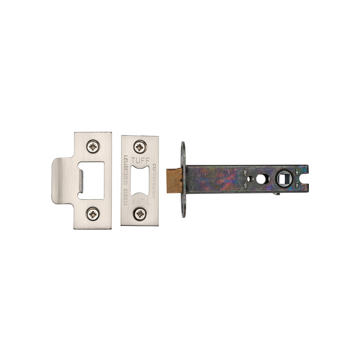 High quality image of the CE Heavy Duty Tubular Latch 4" Nickel Finish/Satin Chrome | Sku. lal0138-sn-sc | Discounted prices available from Trade Door Handles