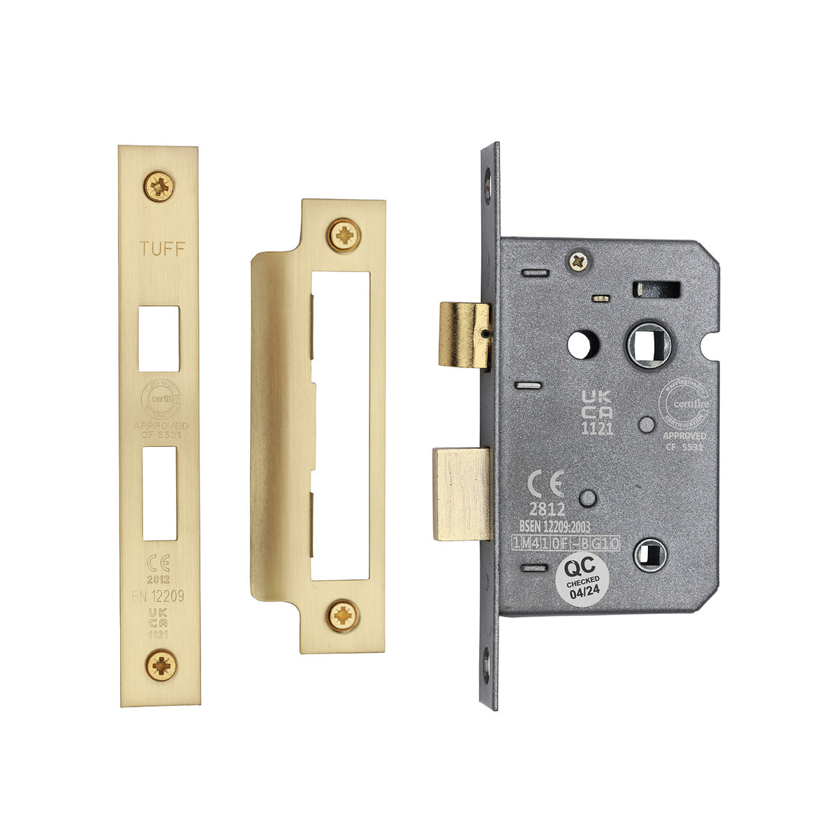 High quality image of the CE 3 Lever Bathroom Lock 2 1/2" Satin Brass Finish | Sku. lal1422-sb | Discounted prices available from Trade Door Handles