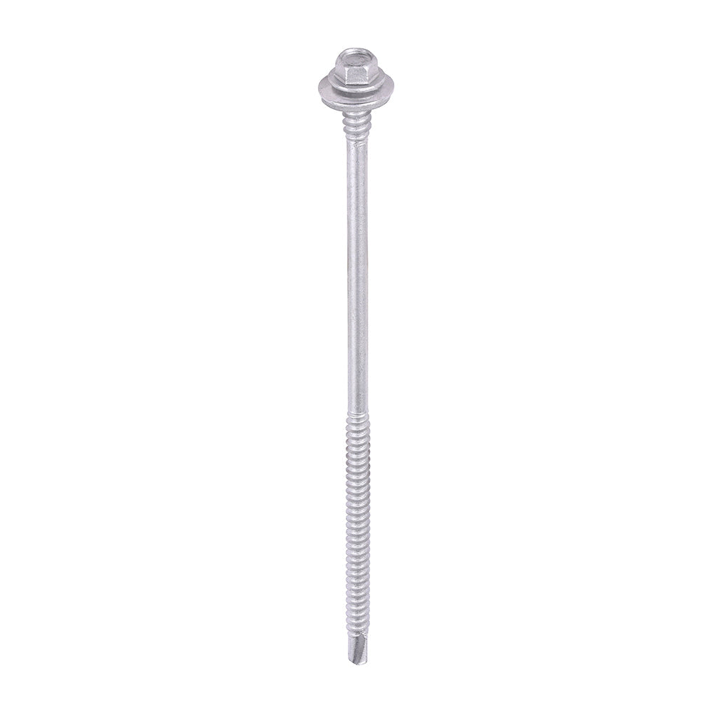 This is an image of Timco - Metal Construction Composite Panel Screws - Hex - EPDM Washer - Self-Drilling - Exterior - Silver Organic 5.5/6.3 x 150mm - (100 PCS Box) LH150W16B