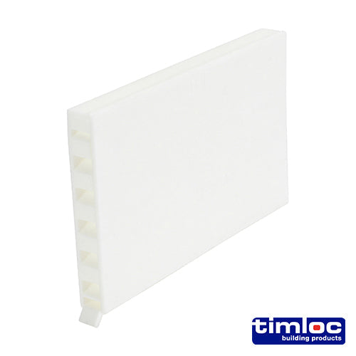 This is an image of Timco - Timloc Cavity Wall Weep Vent - White - 1143WH 65 x 10 x 100mm (50 Pieces Box) LOC1143WH