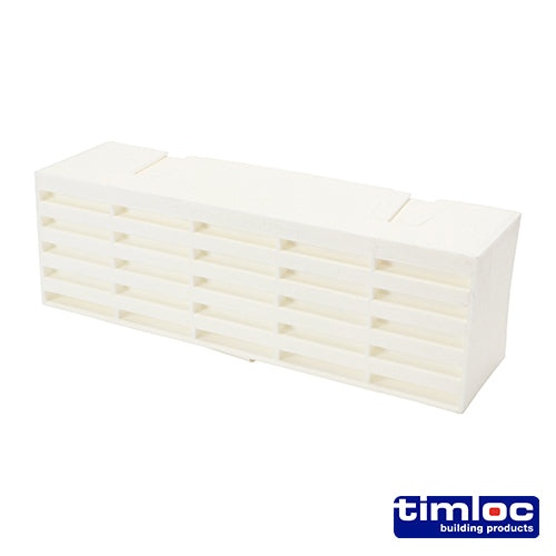 This is an image of Timco - Timloc Airbrick - Plastic - White - 1201ABWH 215 x 69 x 60mm (20 Pieces Box) LOC1201ABWH
