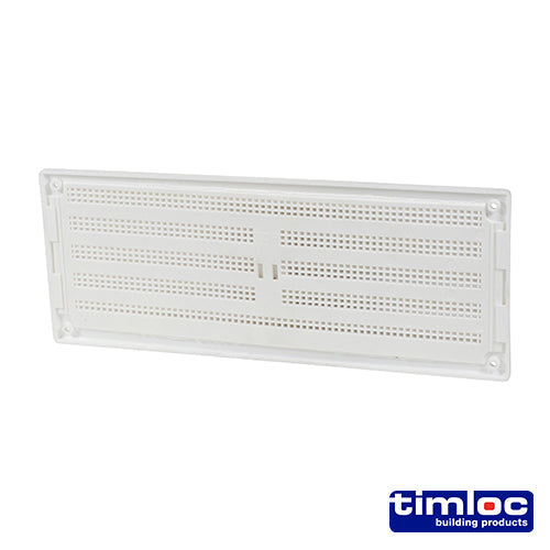 This is an image of Timco - Timloc Internal Plastic Hit and Miss Louvre Grille Vent - White - 1208W 260 x 104mm (1 Each Bag) LOC1208W