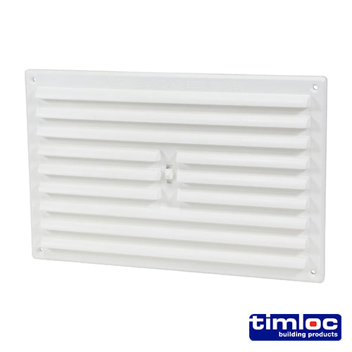 This is an image of Timco - Timloc Internal Plastic Hit and Miss Louvre Grille Vent - White - 1209W 260 x 170mm (1 Each Bag) LOC1209W