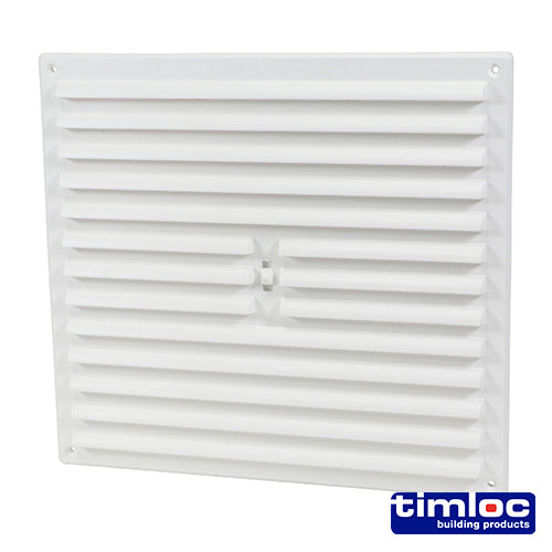 This is an image of Timco - Timloc Internal Plastic Hit and Miss Louvre Grille Vent - White - 1210W 260 x 235mm (1 Each Bag) LOC1210W