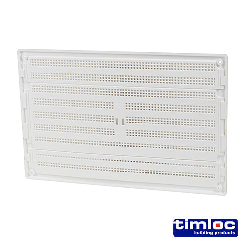 This is an image of Timco - Timloc Internal Plastic Louvre Grille Vent with Flyscreen - White - 1211WF 260 x 170mm (1 Each Bag) LOC1211WF