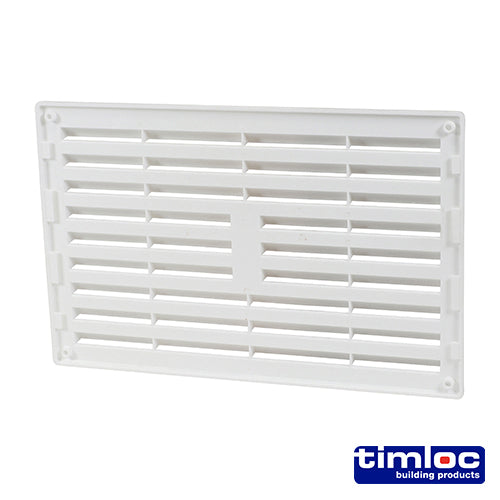 This is an image of Timco - Timloc Internal Plastic Louvre Grille Vent - White - 1211W 260 x 170mm (1 Each Bag) LOC1211W