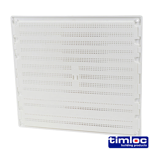 This is an image of Timco - Timloc Internal Plastic Louvre Grille Vent with Flyscreen - White - 1212WF 260 x 235mm (1 Each Bag) LOC1212WF