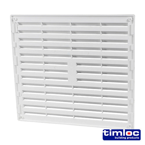 This is an image of Timco - Timloc Internal Plastic Louvre Grille Vent - White - 1212W 260 x 235mm (1 Each Bag) LOC1212W
