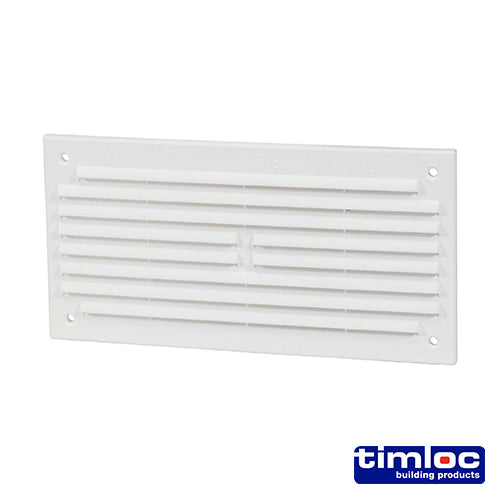 This is an image of Timco - Timloc Internal Plastic Louvre Mini Grille Vent - White - 1218W 166 x 85mm (1 Each Bag) LOC1218W