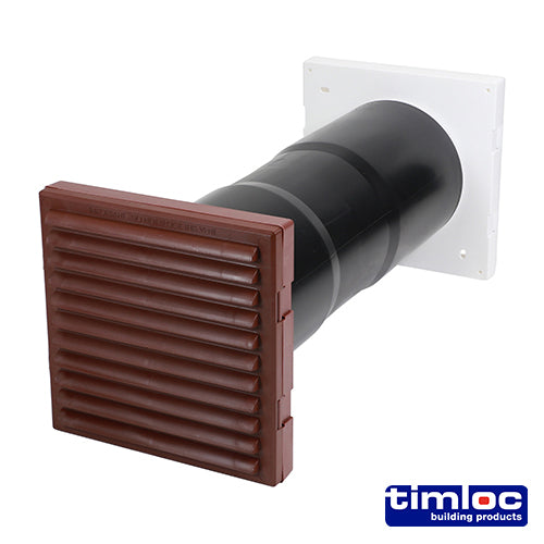 This is an image of Timco - Timloc Aero Core Through-Wall Vent Set with Baffle - Brown - ACV7BR 127 x 350mm (1 Each Bag) LOCACV7BR