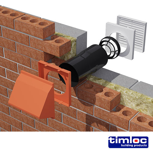 This is an image of Timco - Timloc Aero Core Through Wall Vent Set with Cowl and Baffle - White - ACV7CWH 127 x 350mm (1 Each Bag) LOCACV7CWH