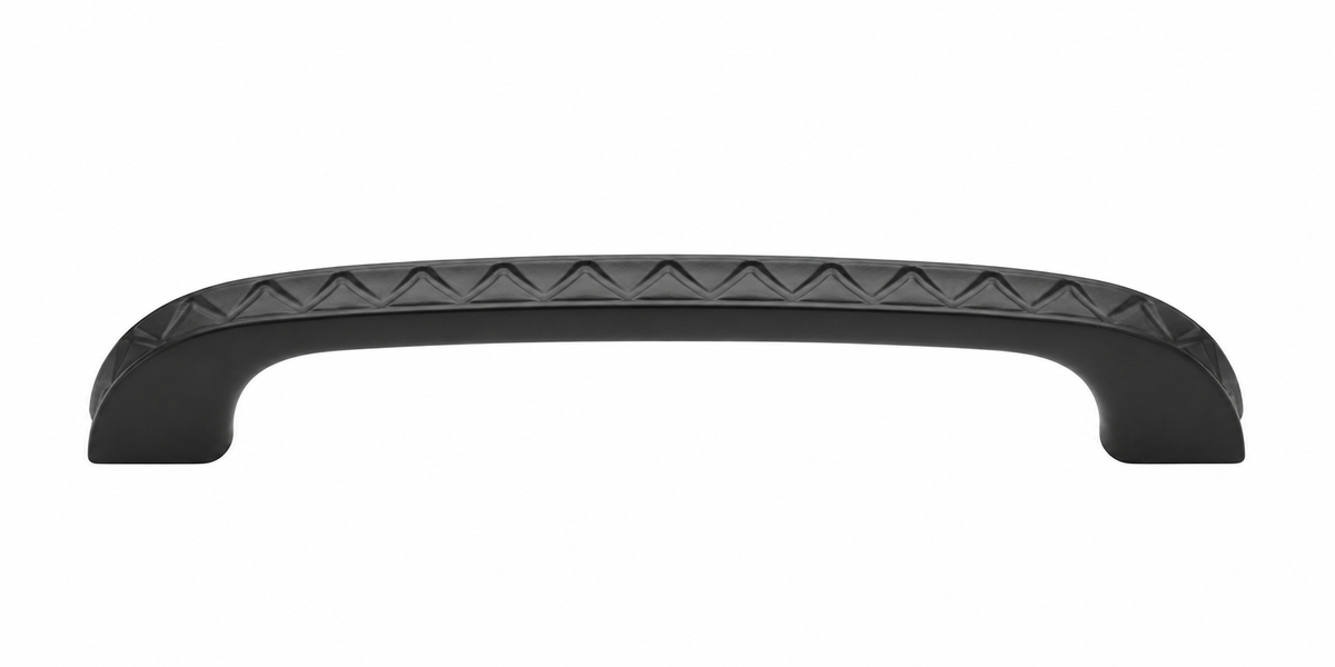 M.Marcus Cabinet Pull Aztec Design 128mm CTC Matt Black Rustic Iron