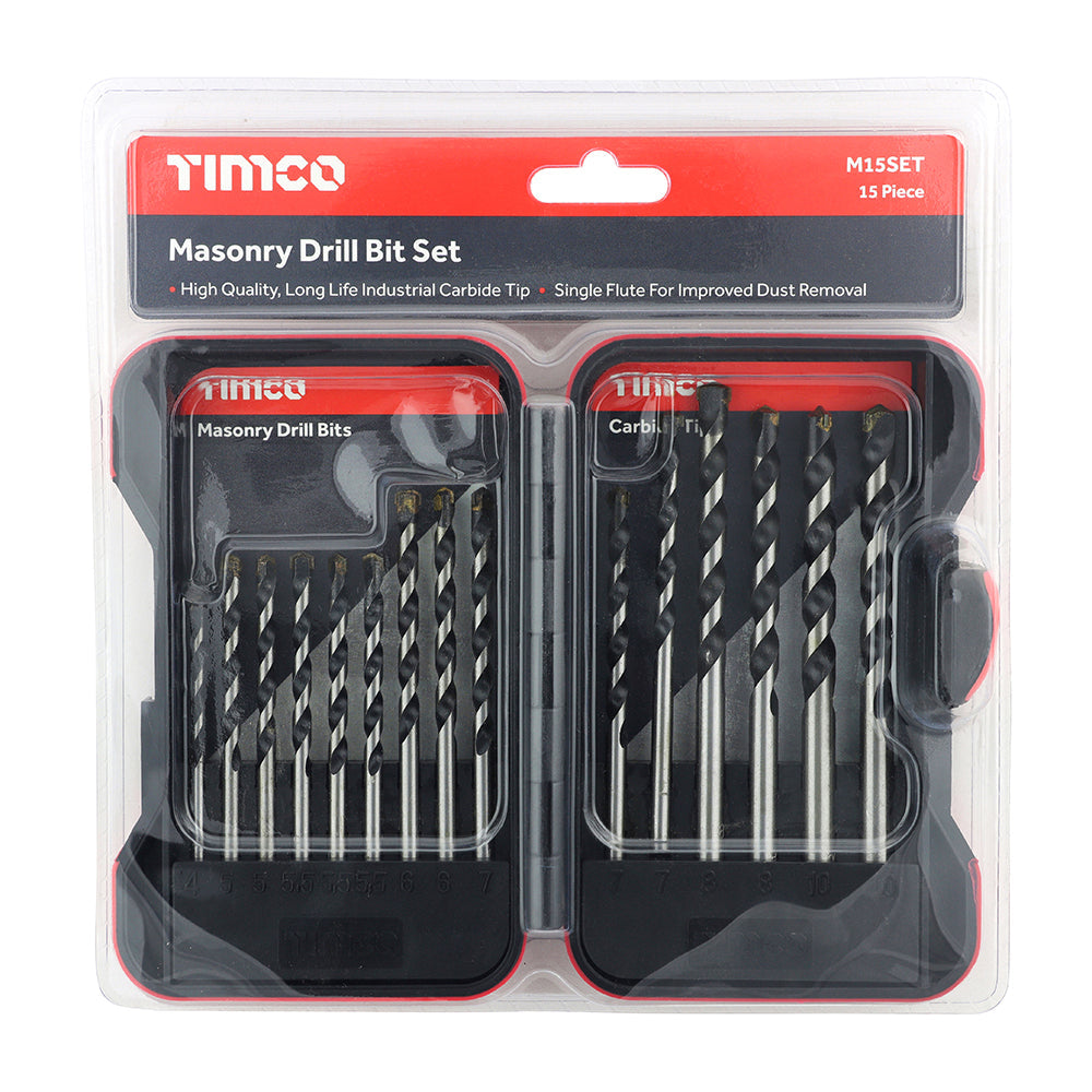 This is an image of Timco - Masonry Drill Bit Set 15pcs (15 Pieces Case) M15SET