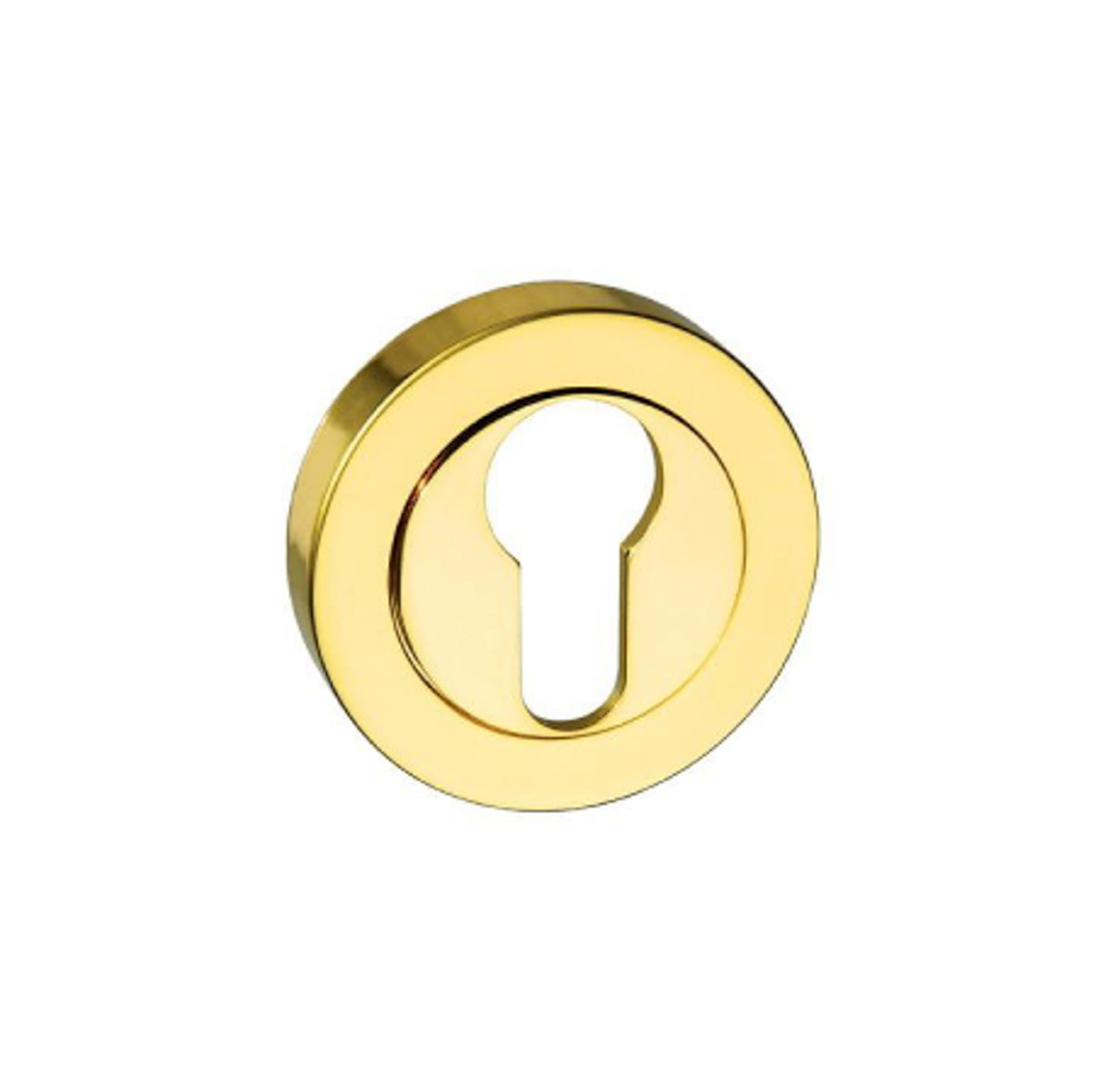 Quality image of Mediterranean Euro Escutcheons on Round Rose - Polished Brass | Sku. mescebp | available from Trade Door Handles.