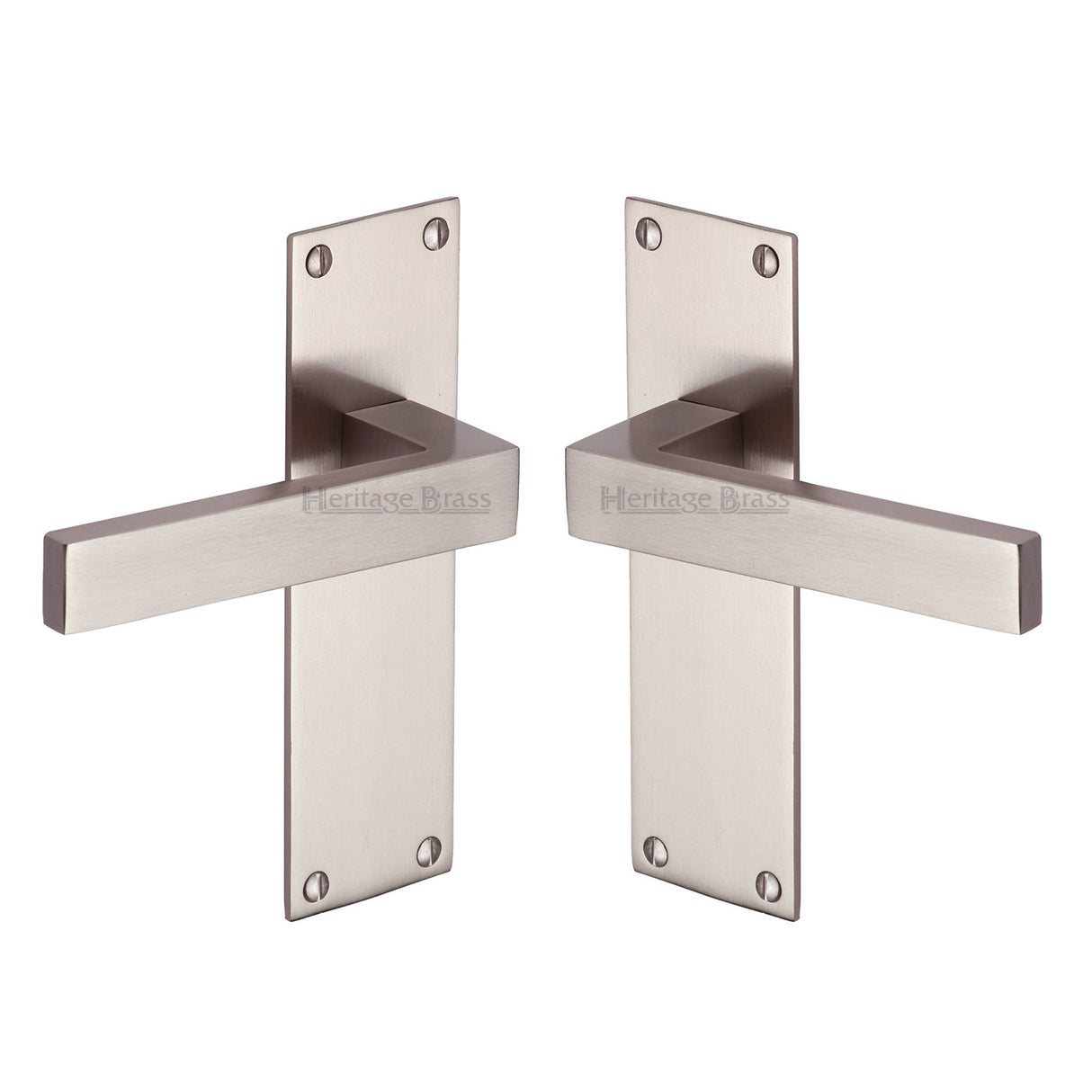 High quality image of the Heritage Brass Door Handle Lever Latch Metro Design Satin Nickel Finish | Sku. met4910-sn | Discounted prices available from Trade Door Handles