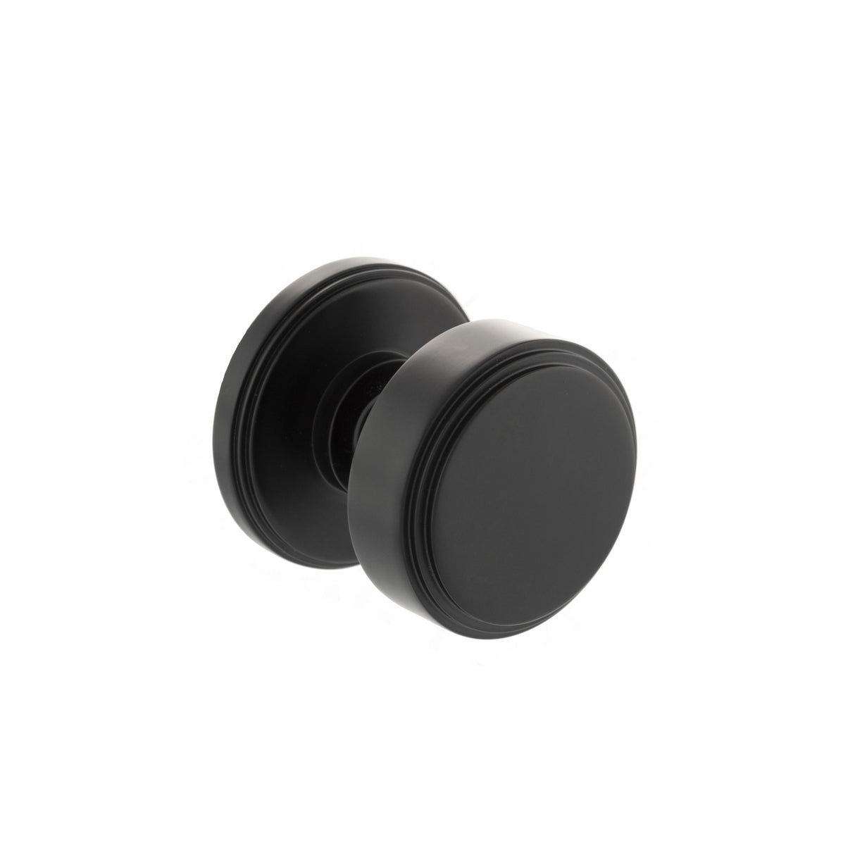 Quality image of Millhouse Brass Boulton Solid Brass Stepped Mortice Door Knob on Concealed Fix Rose - Matt Black | Sku. mh350smkmbsolid | available from Trade Door Handles.
