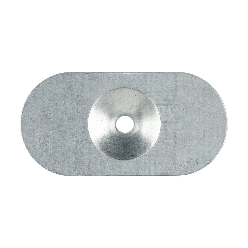 This is an image of Timco - Metal Oval Stress Plate - Galvanised 82 x 40mm - (50 PCS Box) MID8240