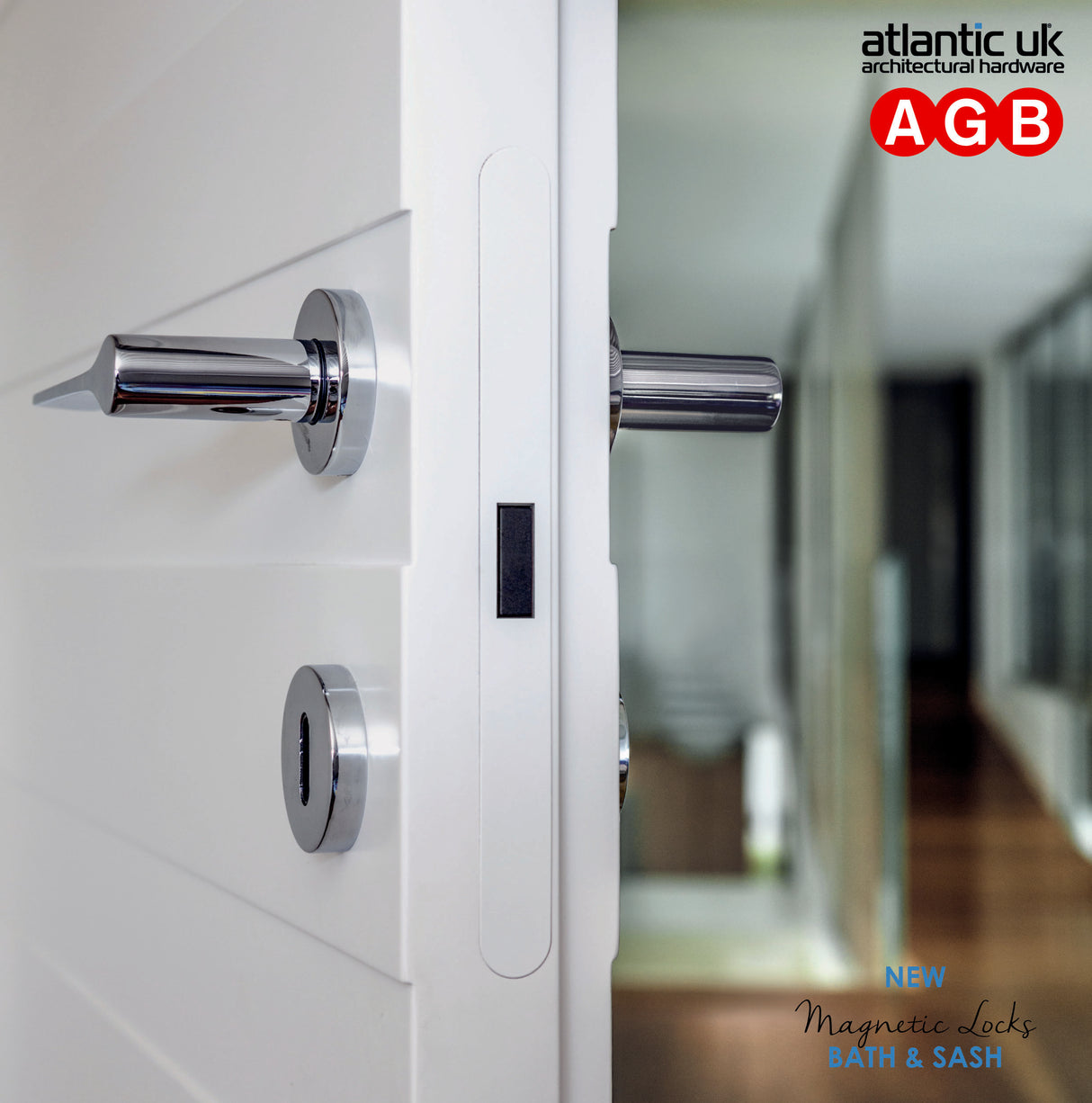 Quality image of AGB Revolution XT Magnetic Bathroom Lock 60mm backset - Satin Chrome | Sku. agbmlwcsc | available from Trade Door Handles.
