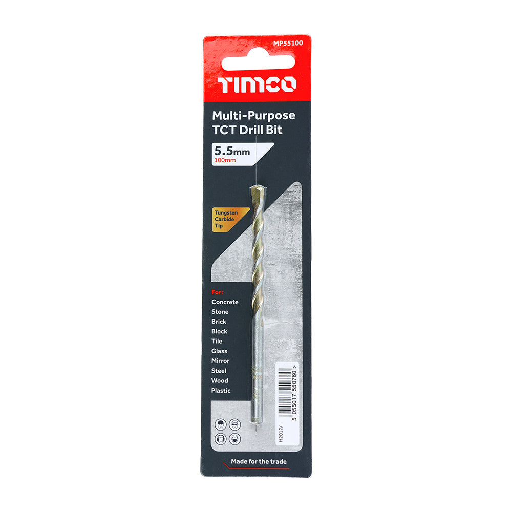 This is an image of Timco - TCT Multi-Purpose Drill Bit 5.5 x 100 (1 Each Blister Pack) MP55100