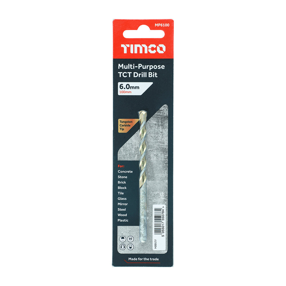 This is an image of Timco - TCT Multi-Purpose Drill Bit 6.0 x 100 (1 Each Blister Pack) MP6100