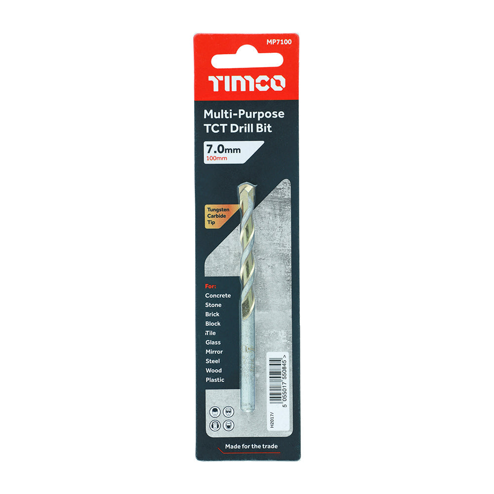This is an image of Timco - TCT Multi-Purpose Drill Bit 7.0 x 100 (1 Each Blister Pack) MP7100