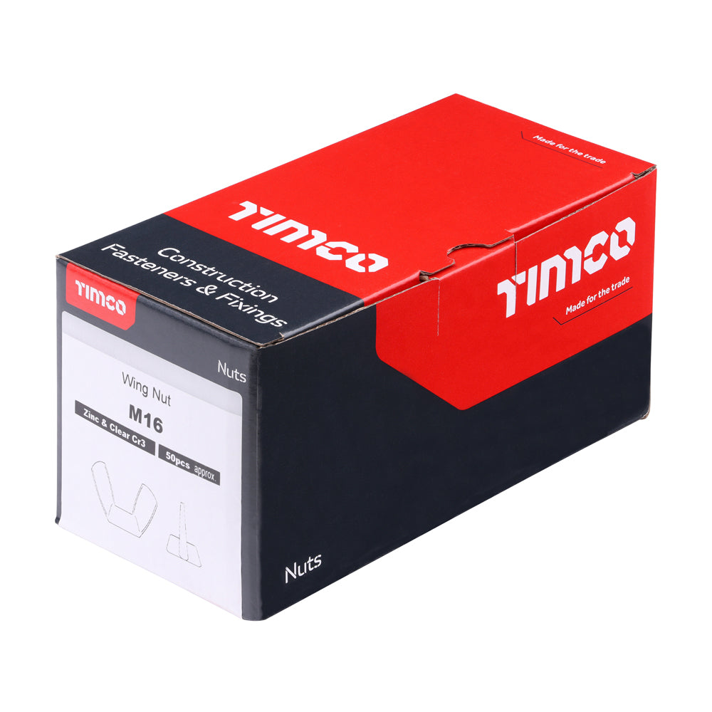 This is an image of Timco - Wing Nuts - Zinc M16 - (50 PCS Box) NW16Z