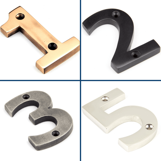 This is an image showing a range of Numerals 1, 2, 3 and 5 in different finishes