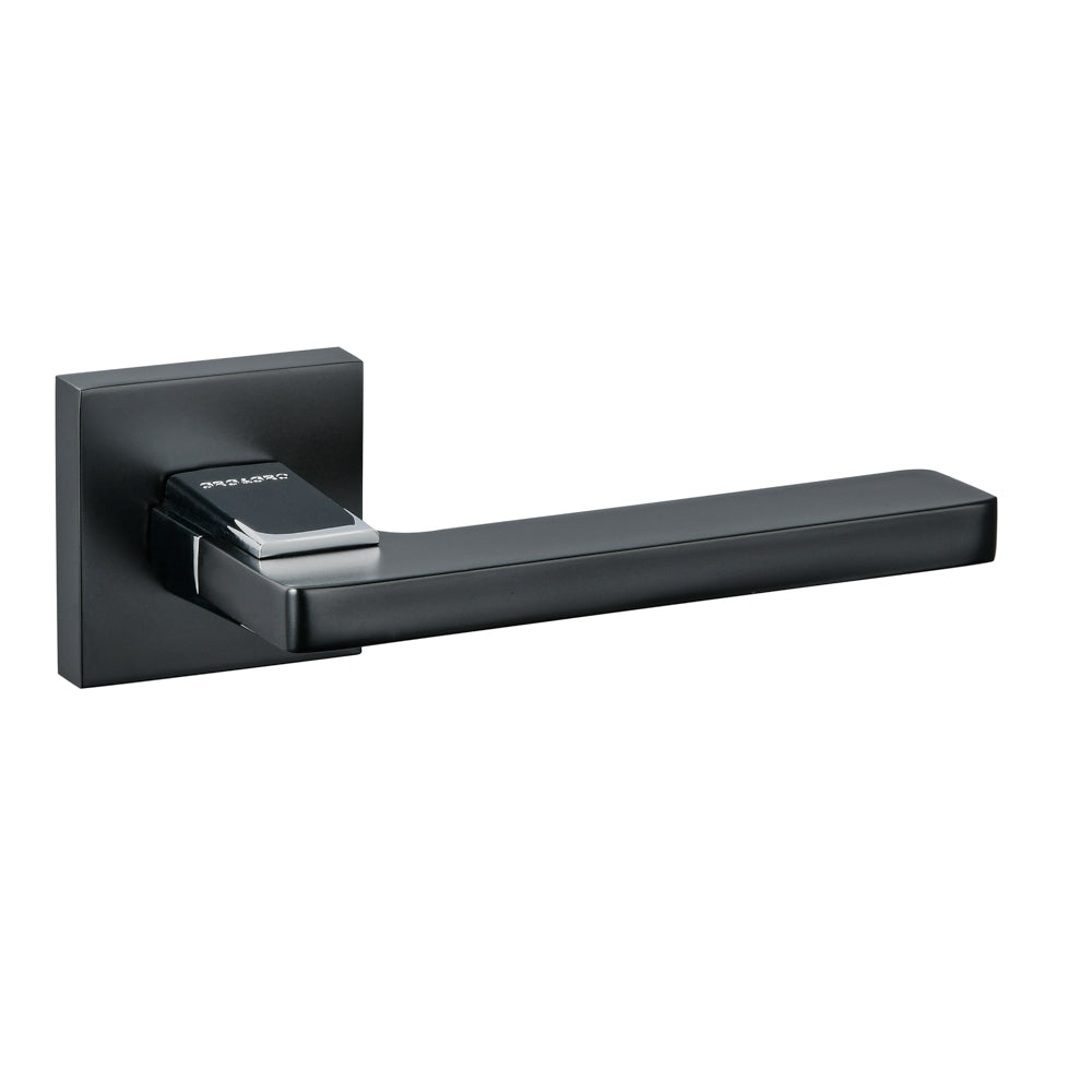 Quality image of Oro & Oro Alba Lever Door Handle on Square Rose - Matt Black | Sku. o6815emb | available from Trade Door Handles.