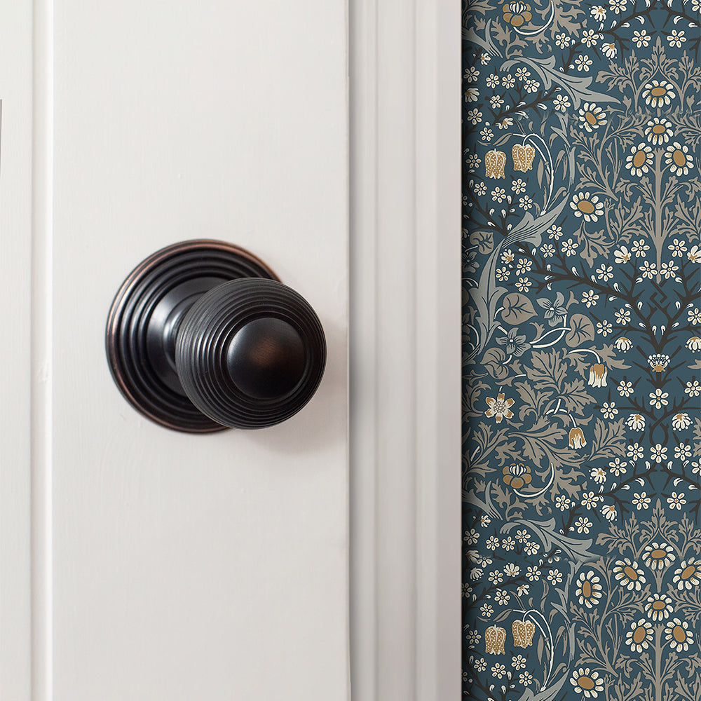 Quality image of Old English Ripon Solid Brass Reeded Mortice Knob on Concealed Fix Rose - Antique Copper | Sku. oe50rmkac | available from Trade Door Handles.