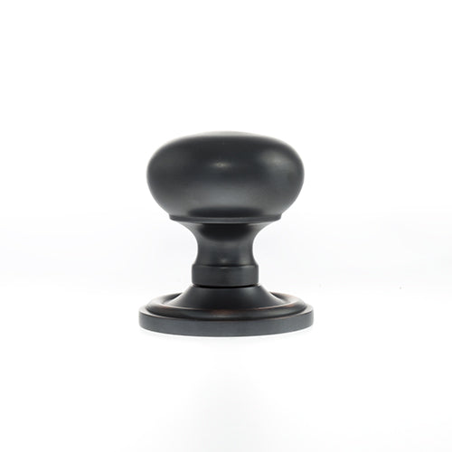 Quality image of Old English Harrogate Solid Brass Mushroom Mortice Knob on Concealed Fix Rose - Antique Copper | Sku. oe58mmkac | available from Trade Door Handles.