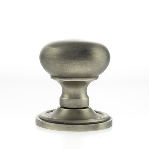 Quality image of Old English Harrogate Solid Brass Mushroom Mortice Knob on Concealed Fix Rose - Matt Gun Metal | Sku. oe58mmkmbn | available from Trade Door Handles.
