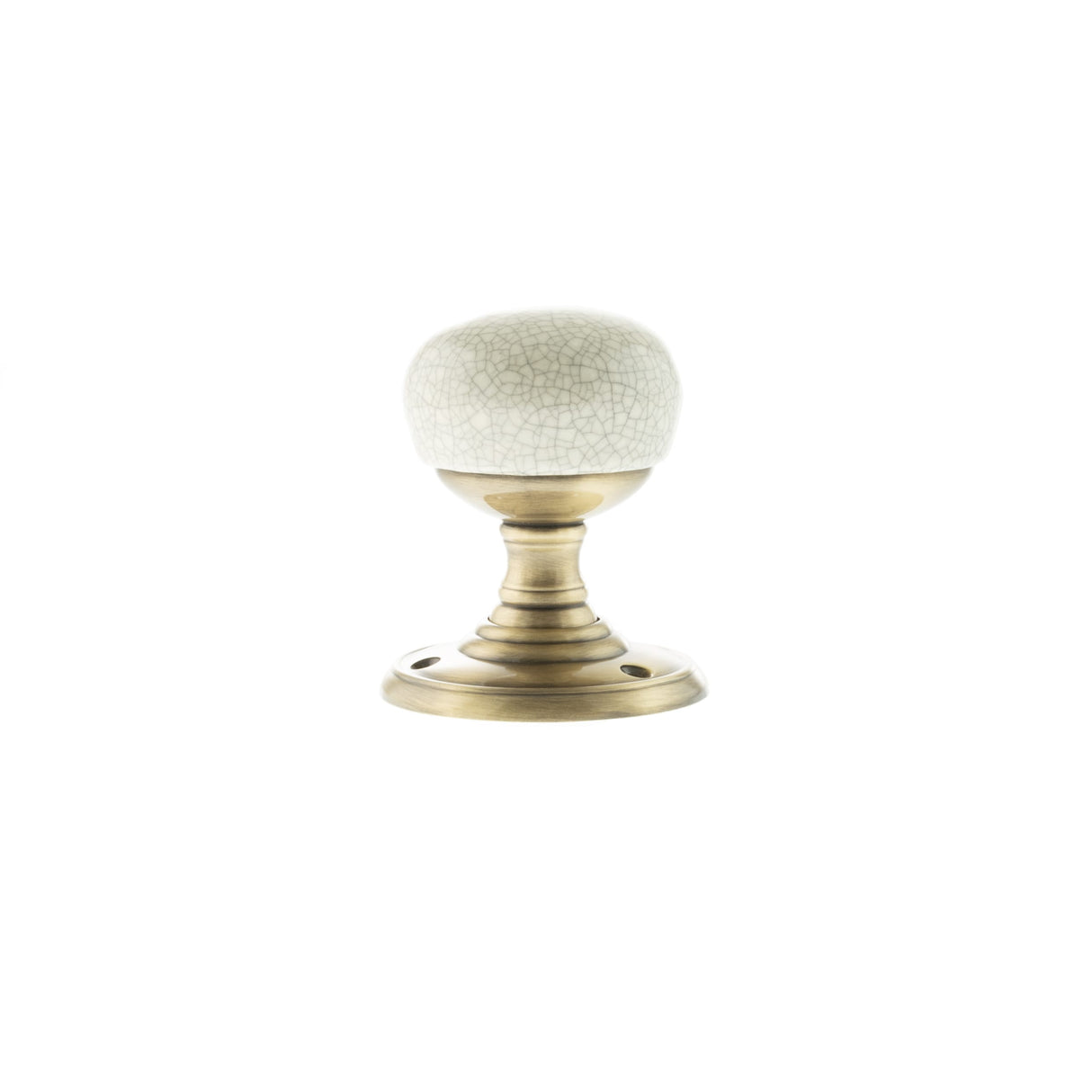 Quality image of Old English Skipton Porcelain Cream Crackle Door Knob on Face Fix Rose - Antique Brass | Sku. oe59cmkcab | available from Trade Door Handles.