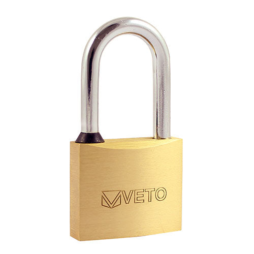 This is an image of Timco - Brass Padlock Long Shackle 50mm (1 Each Blister Pack) P50L