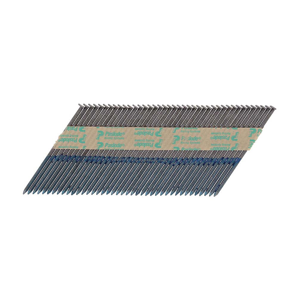 This is an image of Paslode IM350+ Nails & Fuel Cells Trade Pack - Plain Shank - Bright - 141233 3.1 x 90mm/2CFC (2200 PCS Box) PAS141233