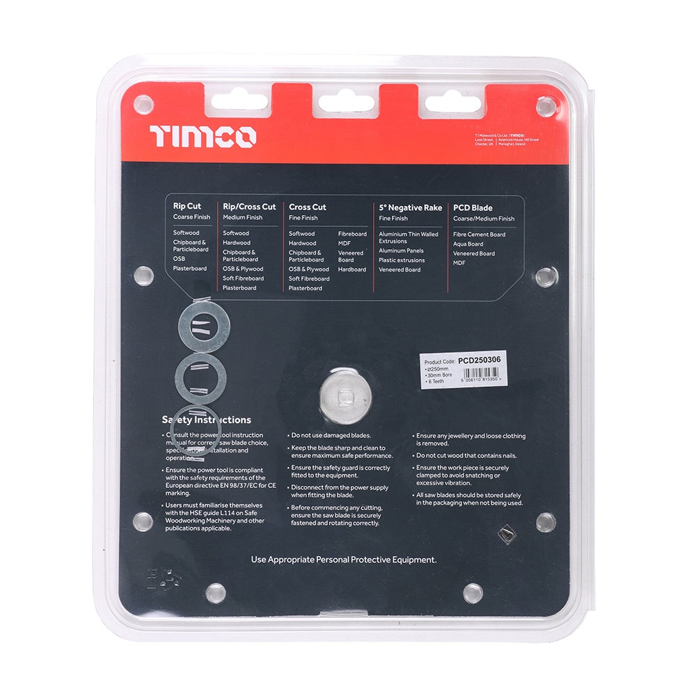This is an image of Timco - PCD Fibre Cement Saw Blade 250 x 30 x 6T (1 Each Clamshell) PCD250306