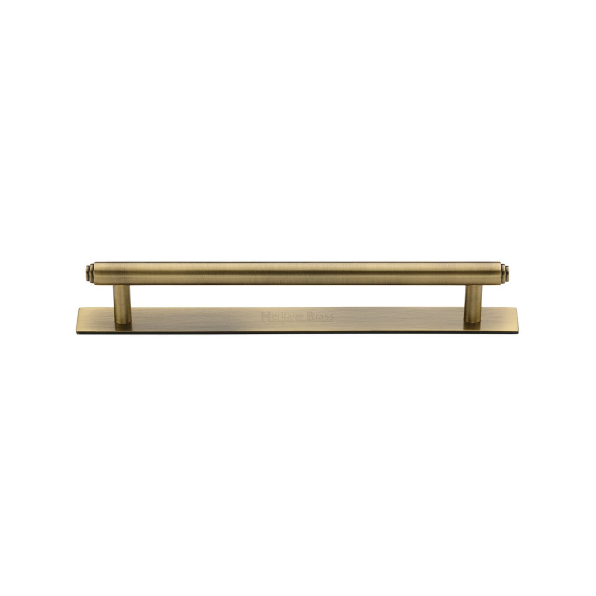 High quality image of the Heritage Brass Cabinet Pull Step Design with Plate 128mm CTC Antique Brass Finish | Sku. pl4410-128-at | Discounted prices available from Trade Door Handles
