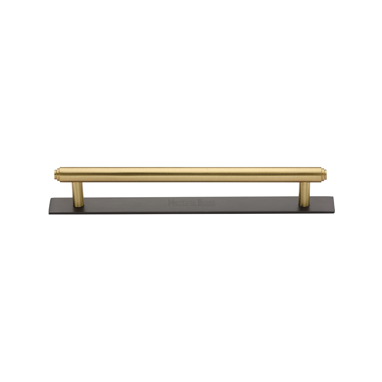 High quality image of the Heritage Brass Cabinet Pull Step Design with Plate 128mm CTC Matt Bronze/Satin Brass Finish | Sku. pl4410-128-bsb | Discounted prices available from Trade Door Handles