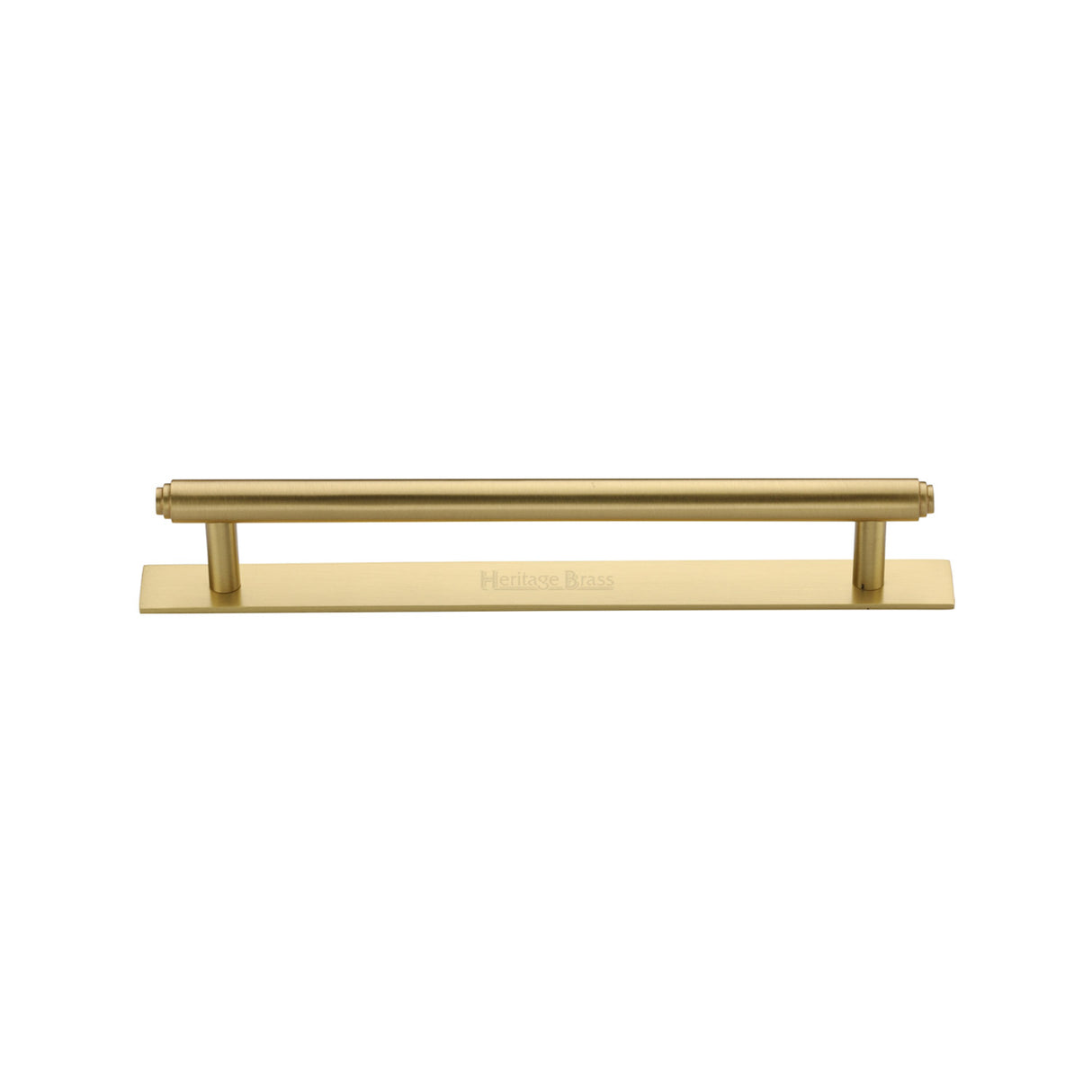 High quality image of the Heritage Brass Cabinet Pull Step Design with Plate 128mm CTC Satin Brass Finish | Sku. pl4410-128-sb | Discounted prices available from Trade Door Handles