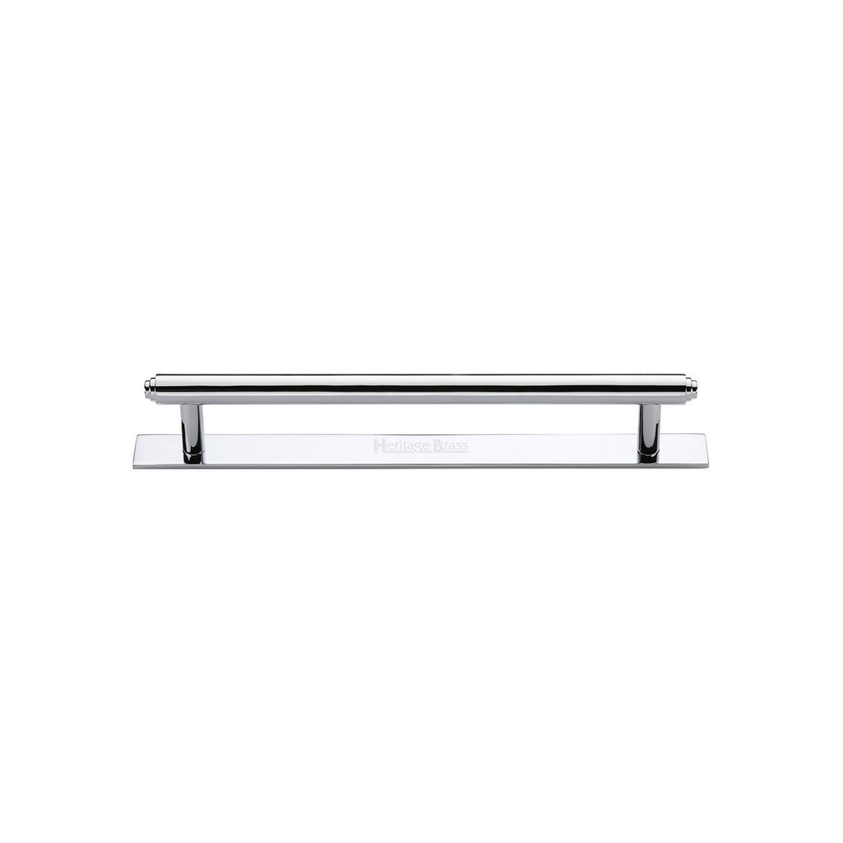 High quality image of the Heritage Brass Cabinet Pull Step Design with Plate 96mm CTC Polished Chrome Finish | Sku. pl4410-96-pc | Discounted prices available from Trade Door Handles
