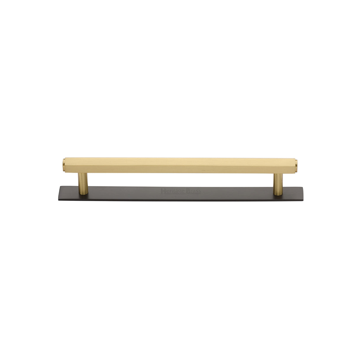 High quality image of the Heritage Brass Cabinet Pull Hexagonal Design with Plate 96mm CTC Matt Bronze/Satin Brass Finish | Sku. pl4422-96-bsb | Discounted prices available from Trade Door Handles
