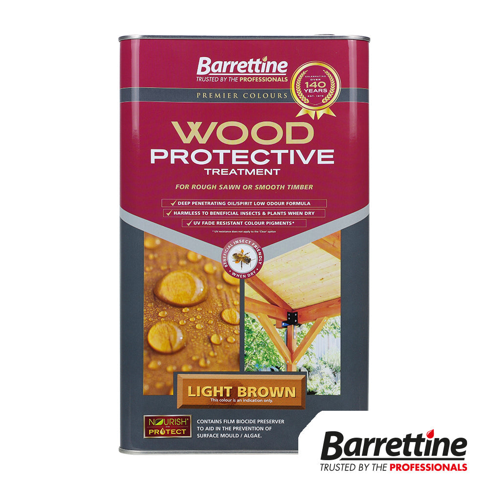 This is an image of Timco - Wood Protective Treatment - Light Brown 5L PTLB005