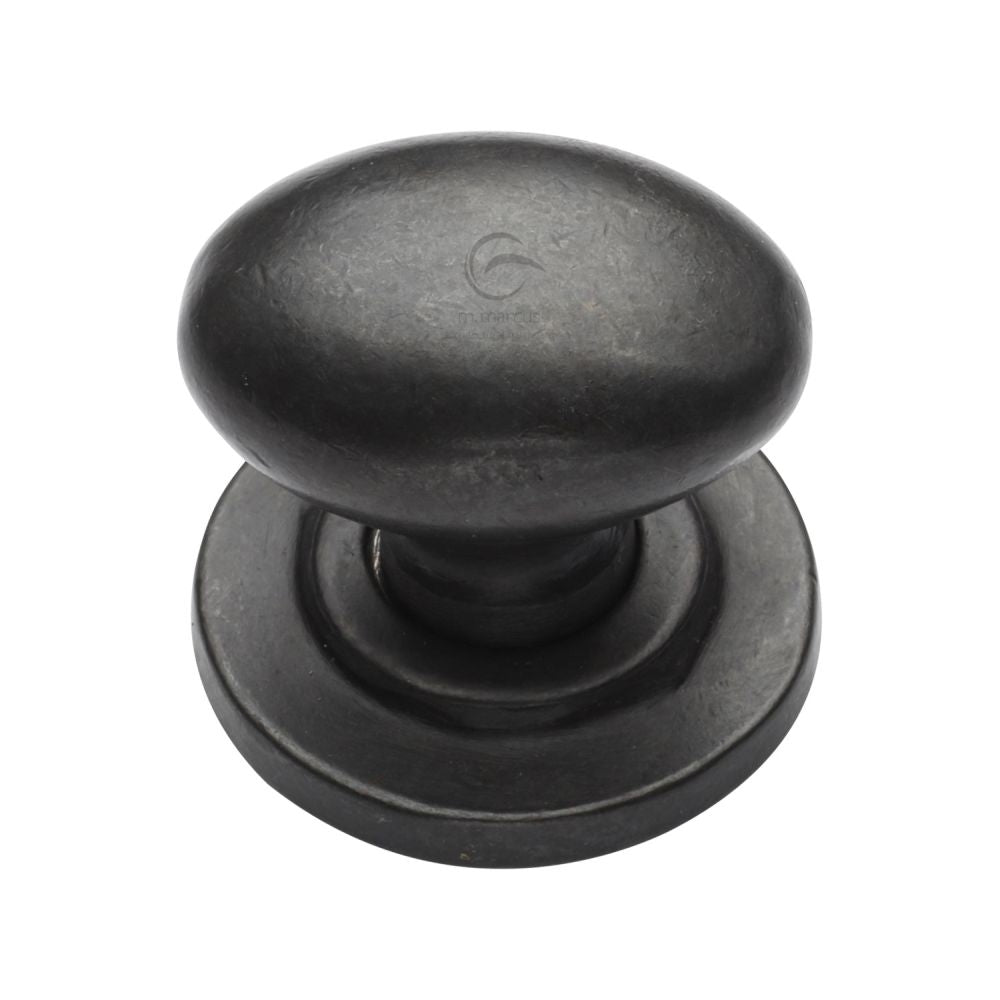 M.Marcus - Rustic Dark Bronze Cabinet Knob Oval Design on Rose 38mm
