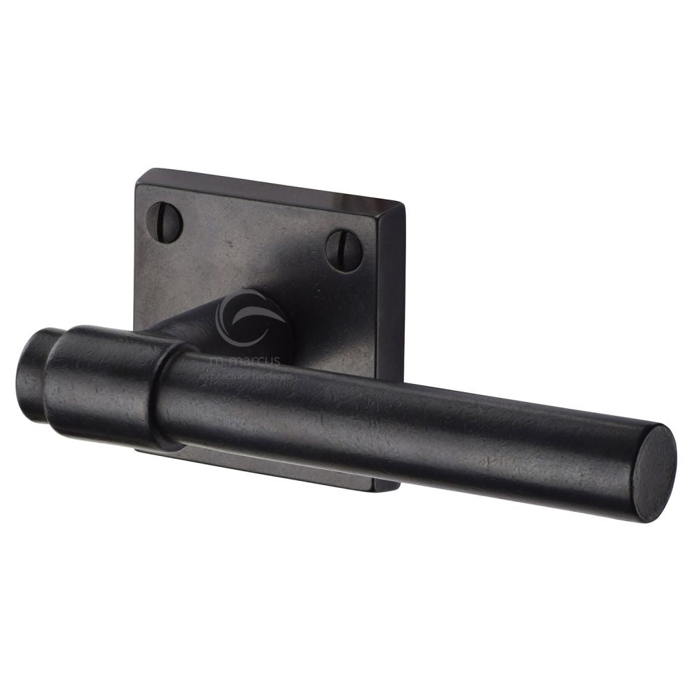 M.Marcus - Rustic Dark Bronze Door Handle Lever Latch on Square Rose Fountain Design