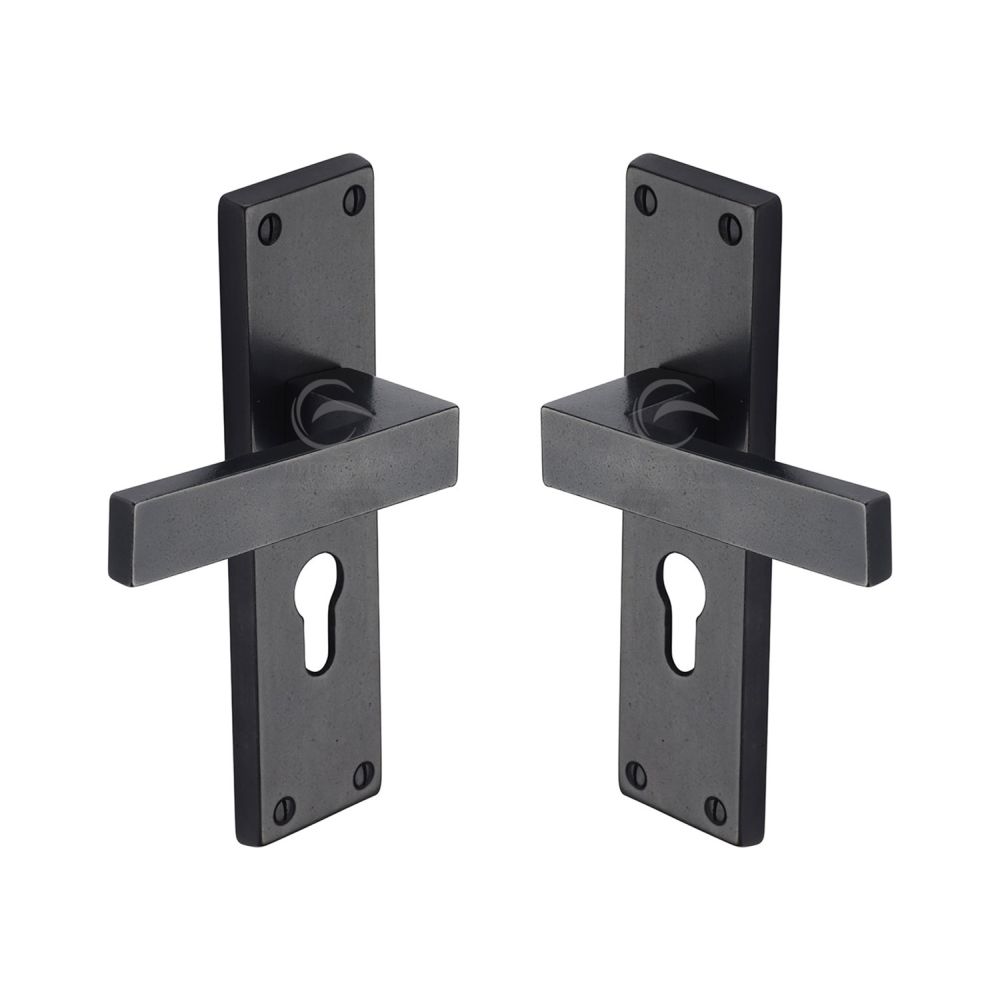 M.Marcus - Rustic Dark Bronze Door Handle Euro Profile Cheswell Design