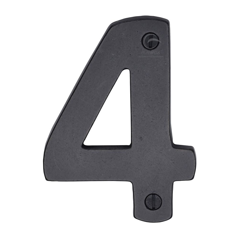 M.Marcus - Rustic Dark Bronze Numeral 4 Screw Fixing 76mm (3")