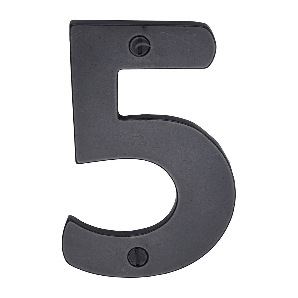 M.Marcus - Rustic Dark Bronze Numeral 5 Screw Fixing 76mm (3")