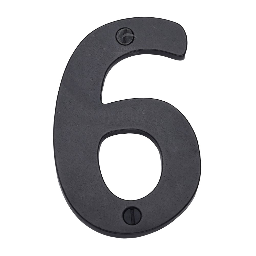 M.Marcus - Rustic Dark Bronze Numeral 6 Screw Fixing 76mm (3")