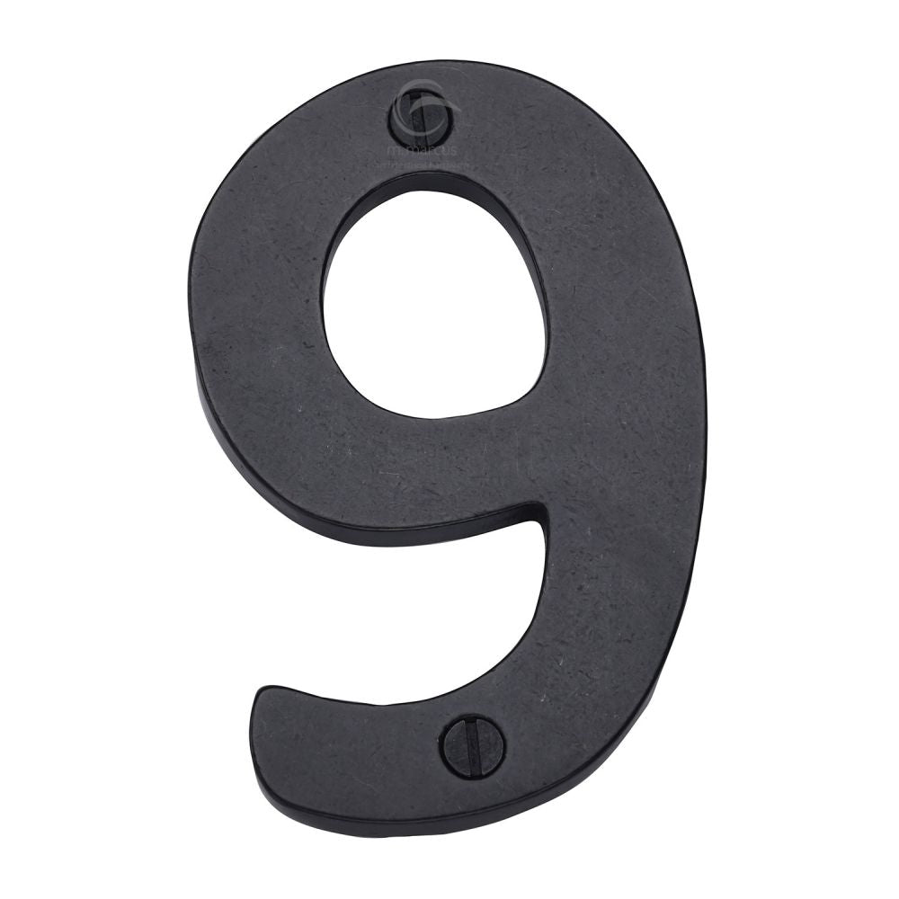 M.Marcus - Rustic Dark Bronze Numeral 9 Screw Fixing 76mm (3")