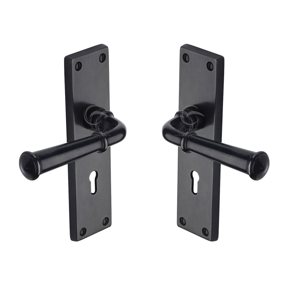 M.Marcus - Rustic Dark Bronze Door Handle Lever Lock Ashfield Design